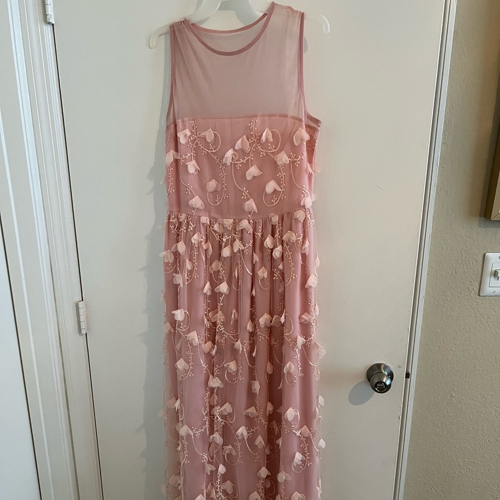 Pink flower petal floor length dress